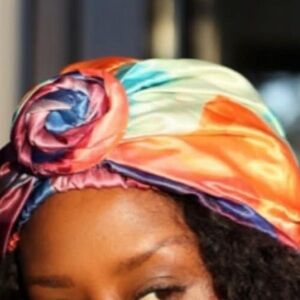 MHN x Goody Satin Knotted Multicolor Satin Headwrap